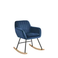Beliani Schommelstoel LIARUM - Blauw Fluweel -Zonnetuin Verkoopwinkel 1000001749 0102