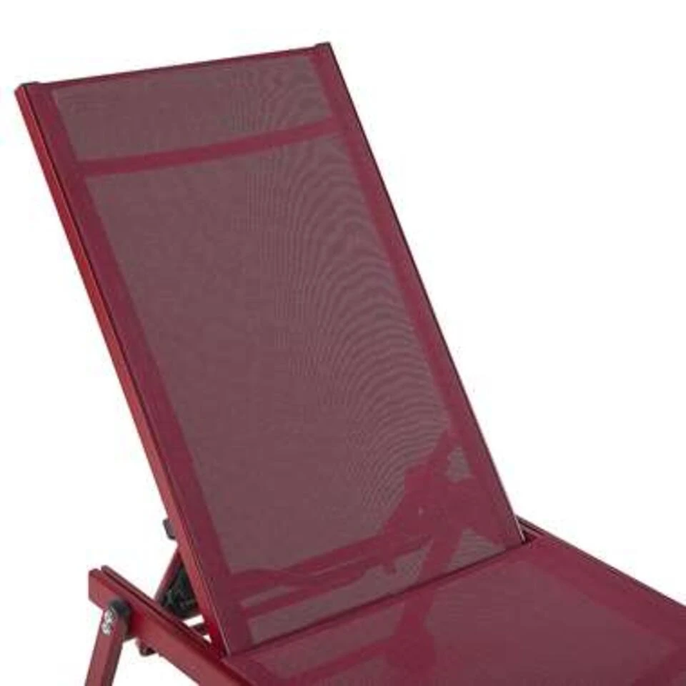 Beliani Tuinligstoel PORTOFINO - Rood Aluminium, Textiel 4 Beliani Tuinligstoel PORTOFINO - Rood Aluminium, Textiel - Afbeelding 2