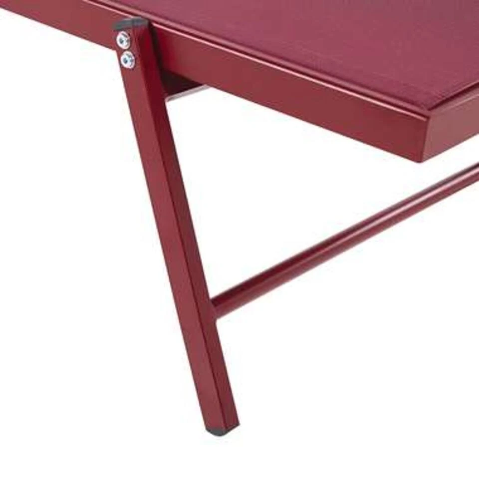Beliani Tuinligstoel PORTOFINO - Rood Aluminium, Textiel 5 Beliani Tuinligstoel PORTOFINO - Rood Aluminium, Textiel - Afbeelding 3