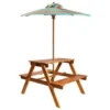 VidaXL Kinderpicknicktafel Met Parasol 79x90x60 Cm Massief Acaciahout -Zonnetuin Verkoopwinkel 1000003185