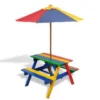 VidaXL Kinderpicknicktafel Met Banken En Parasol Hout Meerkleurig 2 VidaXL Kinderpicknicktafel Met Banken En Parasol Hout Meerkleurig -Zonnetuin Verkoopwinkel 1000006089