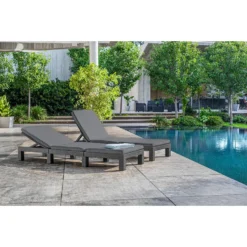 Allibert Daytona Deluxe Ligbed 65x195x25,5cm - 2 Stuks - Grafiet -Zonnetuin Verkoopwinkel 1000031146 0102