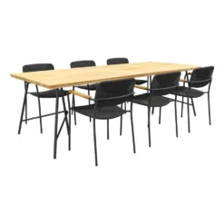 4-Seasons Bora / Lano Teak 240 Cm. - 7-delige Stapelbare Tuinset