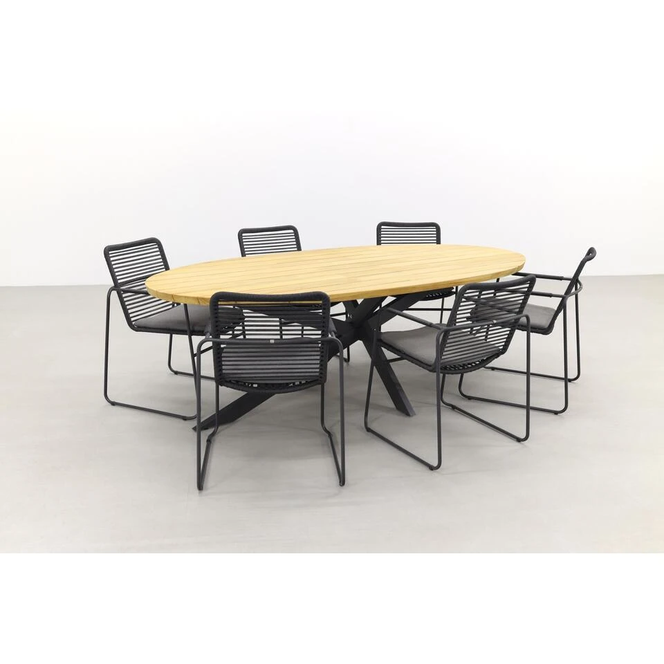 Taste Elba/Prado Ellips 240x115 Cm. Stapelbare Tuinset - 7 Delig 4 Taste Elba/Prado Ellips 240x115 Cm. Stapelbare Tuinset - 7 Delig - Afbeelding 2