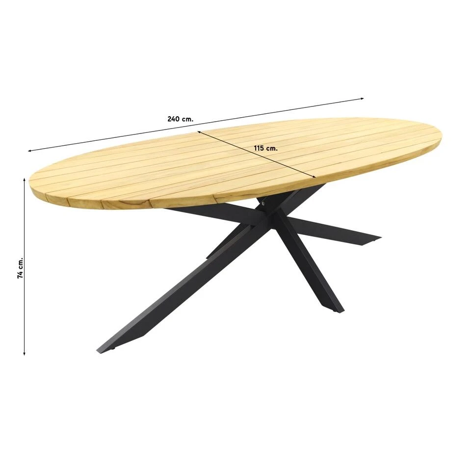 Taste Elba/Prado Ellips 240x115 Cm. Stapelbare Tuinset - 7 Delig 6 Taste Elba/Prado Ellips 240x115 Cm. Stapelbare Tuinset - 7 Delig - Afbeelding 4