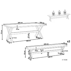 Beliani Tuintafelset OLBIA - Wit Vezelcement -Zonnetuin Verkoopwinkel 1000069770 0102