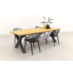 VDG Crystal Black-transparant/Sefa Teak 240 Cm. Tuinset - 7-delig -Zonnetuin Verkoopwinkel 1000074448 0102