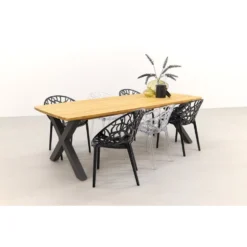 VDG Crystal Black-transparant/Sefa Teak 240 Cm. Tuinset - 7-delig -Zonnetuin Verkoopwinkel 1000074448 0103