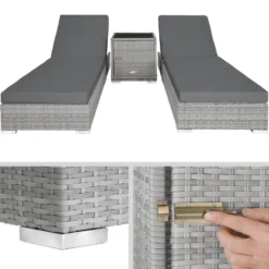 Tectake - 2 Wicker Ligbedden Incl. Tafel - Beschermhoes -lichtgrijs - 403770 9 Tectake - 2 Wicker Ligbedden Incl. Tafel - Beschermhoes -lichtgrijs - 403770 -Zonnetuin Verkoopwinkel 1000077823 0103