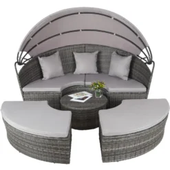 Tectake - Aluminium Wicker Ligbed - Grijs -Zonnetuin Verkoopwinkel 1000077836 0102