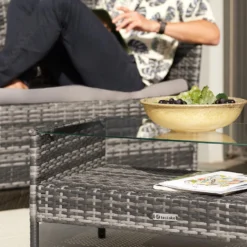 Tectake - Wicker Tuinset Madeira Grijs -Zonnetuin Verkoopwinkel 1000077954 0103