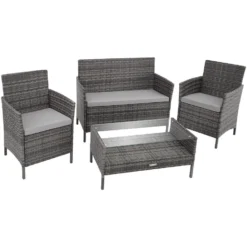 Zonnetuin Verkoopwinkel 16 Tectake - Wicker Tuinset Madeira Grijs