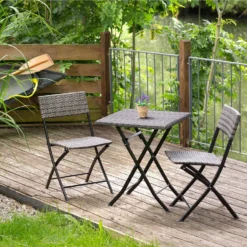Tectake - Tuinset Balkonset - 2 Stoelen En 1 Tafel - Lichtgrijs -Zonnetuin Verkoopwinkel 1000077971 0102