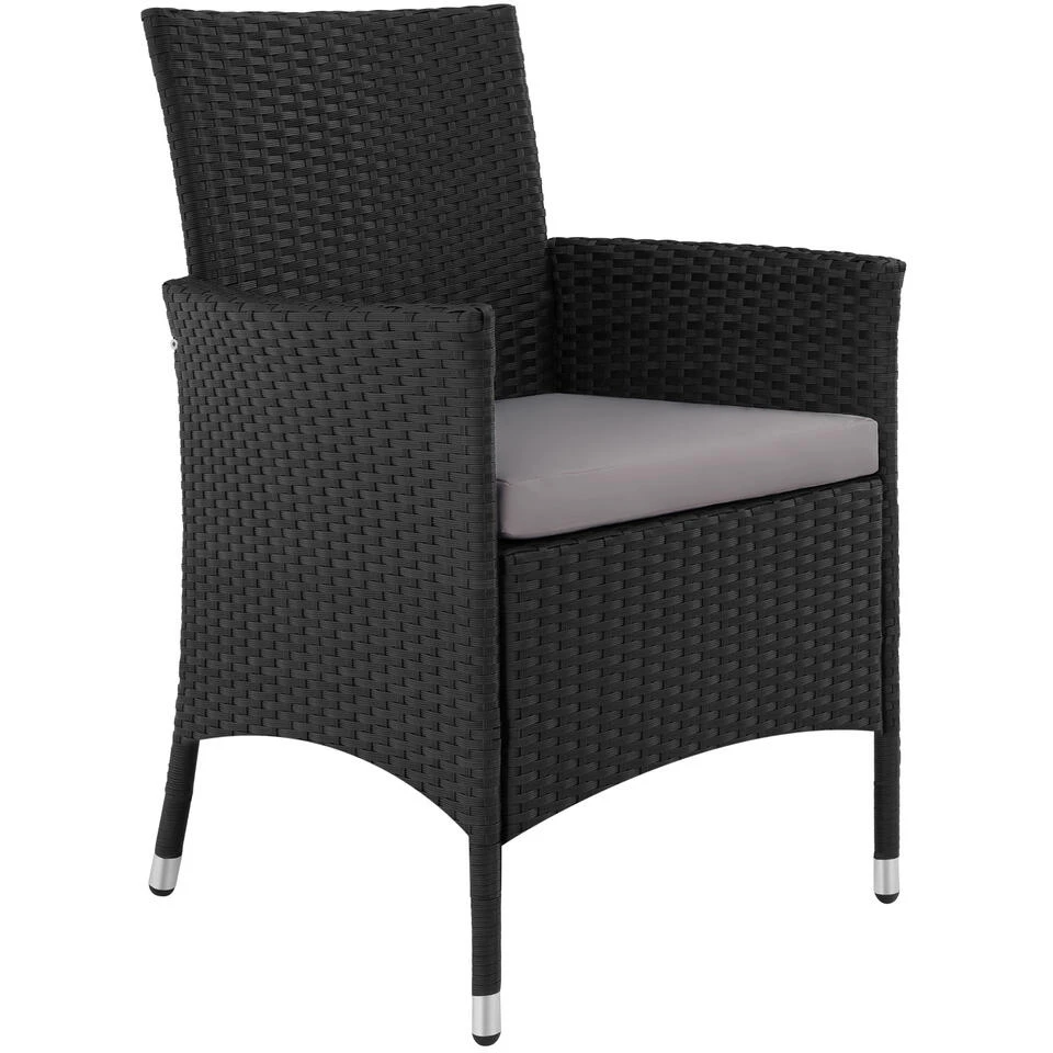 Tectake - Luxe Wicker Zitgroep Porto 6 + 1 - Zwart / Grijs 6 Tectake - Luxe Wicker Zitgroep Porto 6 + 1 - Zwart / Grijs - Afbeelding 4
