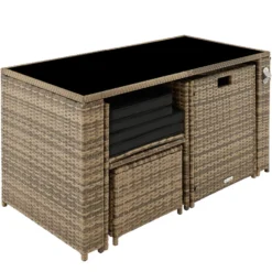 Tectake - Zitgroep Palermo - Wicker Meubelset - Natuurkleur -Zonnetuin Verkoopwinkel 1000077983 0102