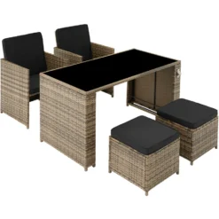Tectake - Zitgroep Palermo - Wicker Meubelset - Natuurkleur -Zonnetuin Verkoopwinkel 1000077983 0103
