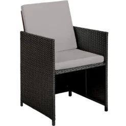 Tectake - Wicker Zitgroep Bilbao Met Beschermhoes Zwart / Grijs -Zonnetuin Verkoopwinkel 1000077998 0103