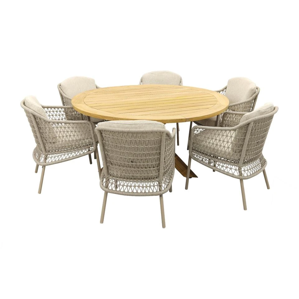 4SO Puccini/Prado 160 Cm. Ronde Tuinset Teakhout - 7-delig 3 4SO Puccini/Prado 160 Cm. Ronde Tuinset Teakhout - 7-delig