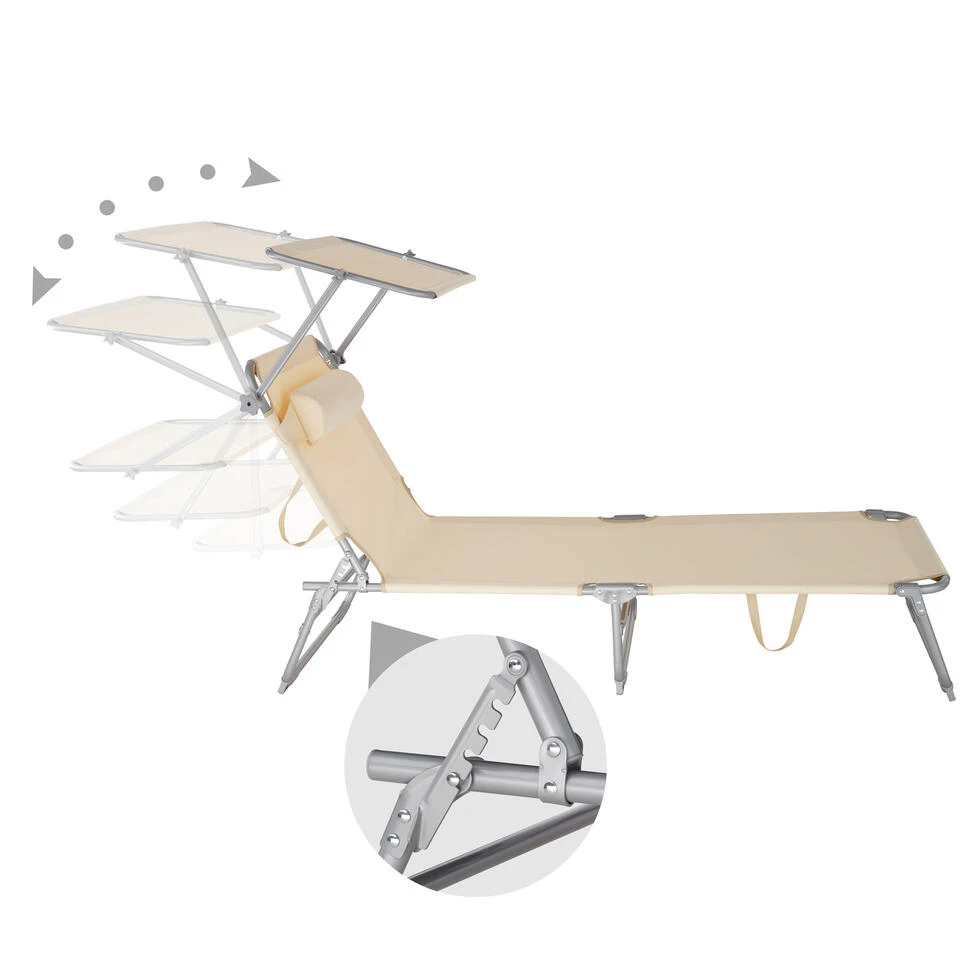 Tectake - Zonnestoel Chloe - Ligbed - Beige 6 Tectake - Zonnestoel Chloe - Ligbed - Beige - Afbeelding 4