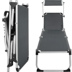 Tectake - Ligbed Zonnestoel Aurelie - Grijs -Zonnetuin Verkoopwinkel 1000083097 0103