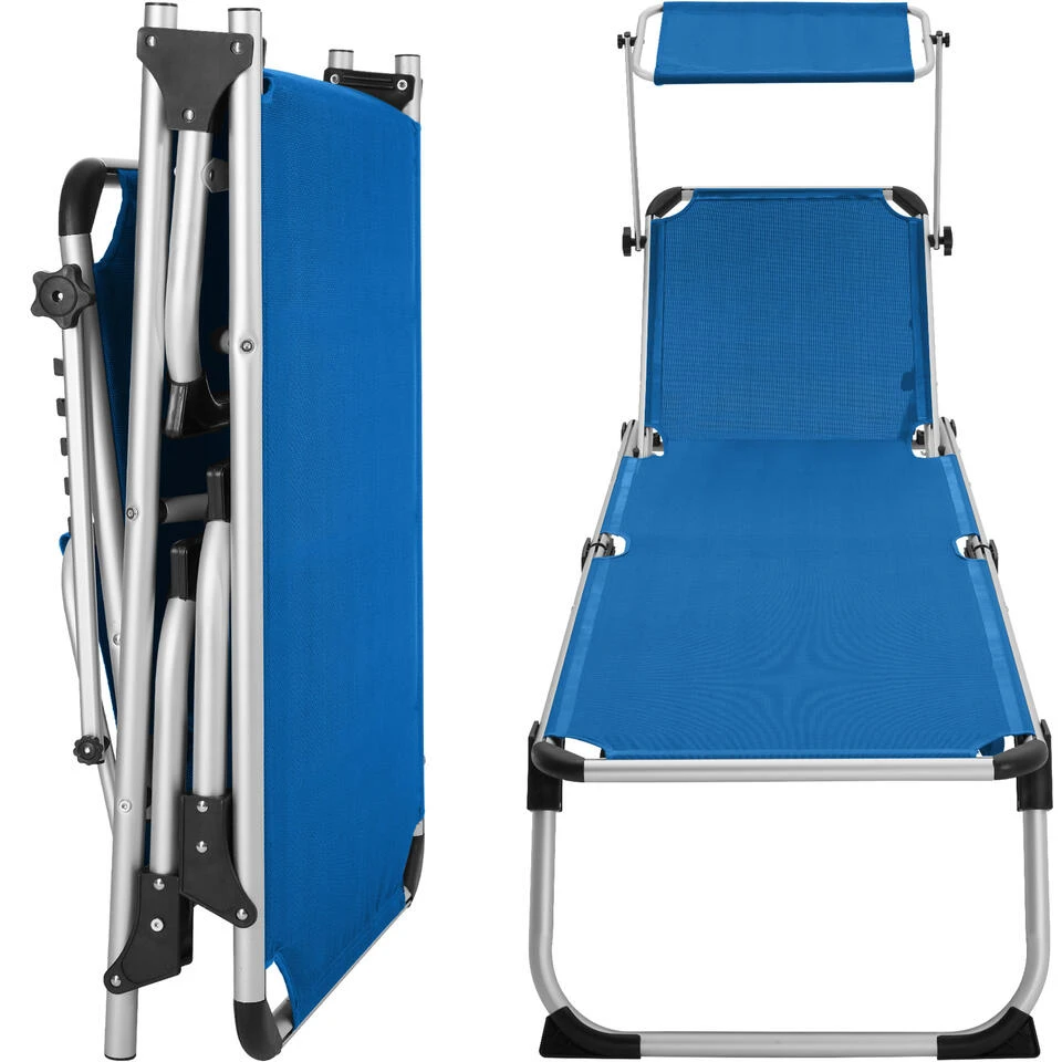 Tectake - Ligbed Zonnestoel Aurelie - Blauw 6 Tectake - Ligbed Zonnestoel Aurelie - Blauw - Afbeelding 4