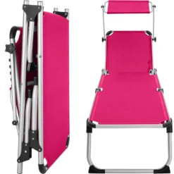 Tectake - Ligbed Zonnestoel Aurelie - Pink -Zonnetuin Verkoopwinkel 1000083104 0103