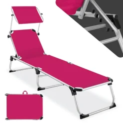 Tectake - Ligbed Zonnestoel Aurelie - Pink