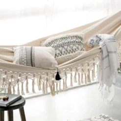 QUVIO Hangmat Katoen 280x150 Cm - Wit -Zonnetuin Verkoopwinkel 1000083227 0102