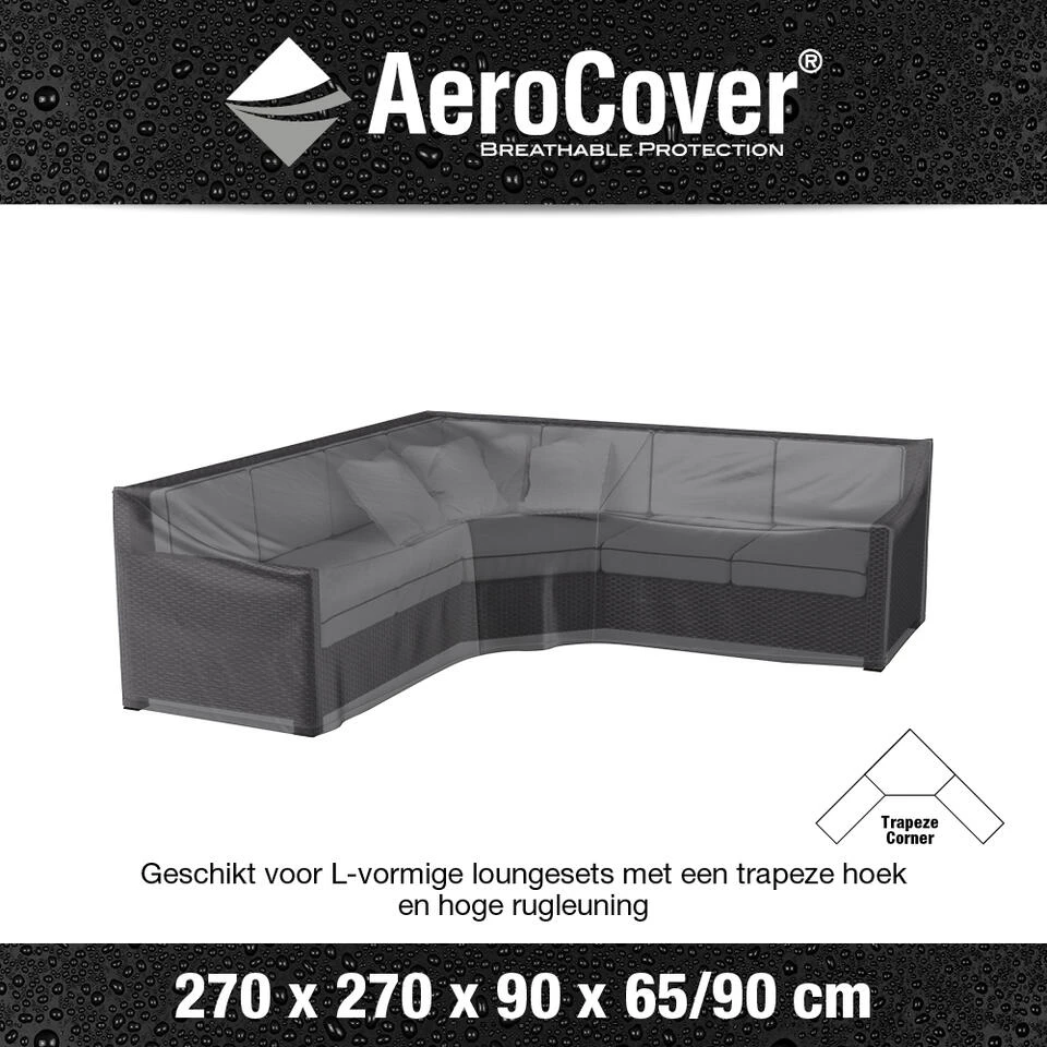 Aerocover Loungesethoes 270x270x90x65 Cm - L- Vorm Trapeze 4 Aerocover Loungesethoes 270x270x90x65 Cm - L- Vorm Trapeze - Afbeelding 2