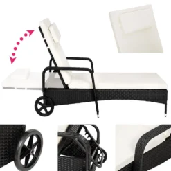 Tectake - Ligstoel - Wicker - Zwart 8 Tectake - Ligstoel - Wicker - Zwart -Zonnetuin Verkoopwinkel 1000086059 0102