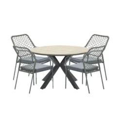 Zonnetuin Verkoopwinkel 4 Garden Impressions Ross Tuinset 5-delig Mosgroen-light Teak Look