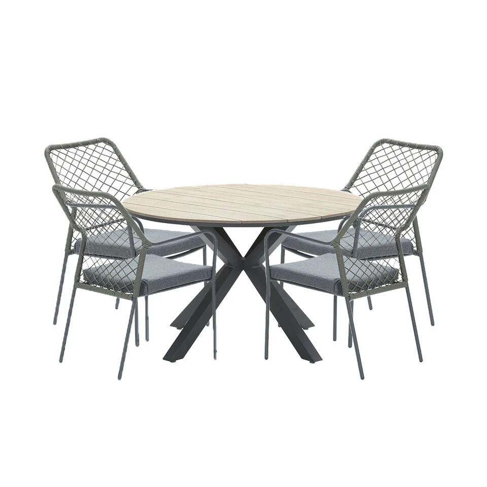 Garden Impressions Ross Tuinset 5-delig Mosgroen-light Teak Look 2 Garden Impressions Ross Tuinset 5-delig Mosgroen-light Teak Look