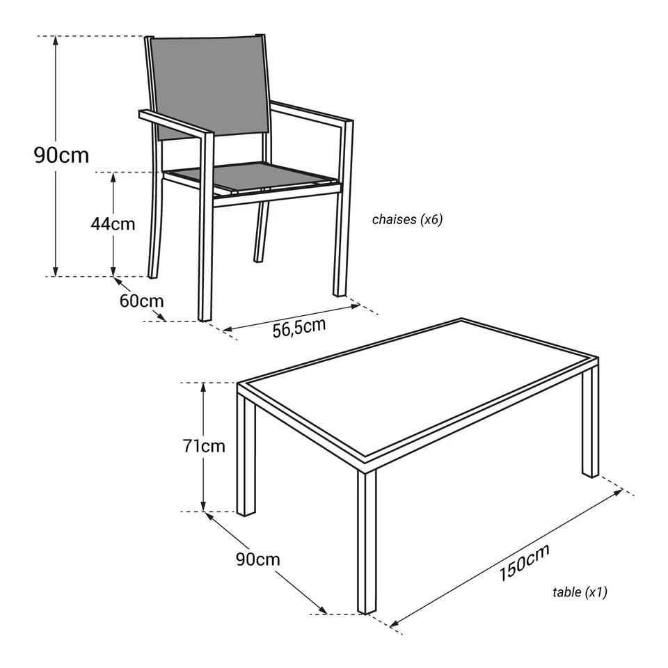Happy Garden Buitenmeubelsets BERGAMO - Grijs - Aluminium 6 Happy Garden Buitenmeubelsets BERGAMO - Grijs - Aluminium - Afbeelding 4
