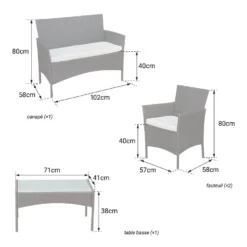 Happy Garden Buitenmeubelsets CORFOU - Zwart - Geweven Hars -Zonnetuin Verkoopwinkel 1000092396 0104