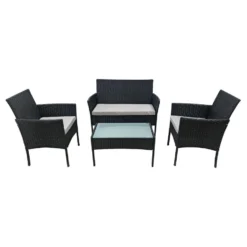 Happy Garden Buitenmeubelsets CORFOU - Zwart - Geweven Hars