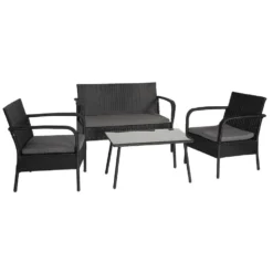 Happy Garden Buitenmeubelsets LIPARI - Zwart - Geweven Hars -Zonnetuin Verkoopwinkel 1000096251 0102