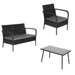 Happy Garden Buitenmeubelsets LIPARI - Zwart - Geweven Hars -Zonnetuin Verkoopwinkel 1000096251 0103