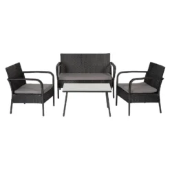 Happy Garden Buitenmeubelsets LIPARI - Zwart - Geweven Hars