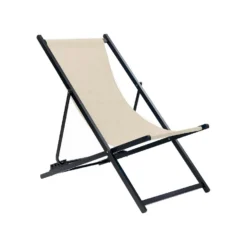 Beliani Tuinligstoel LOCRI II - Beige Synthetisch Materiaal, Aluminium