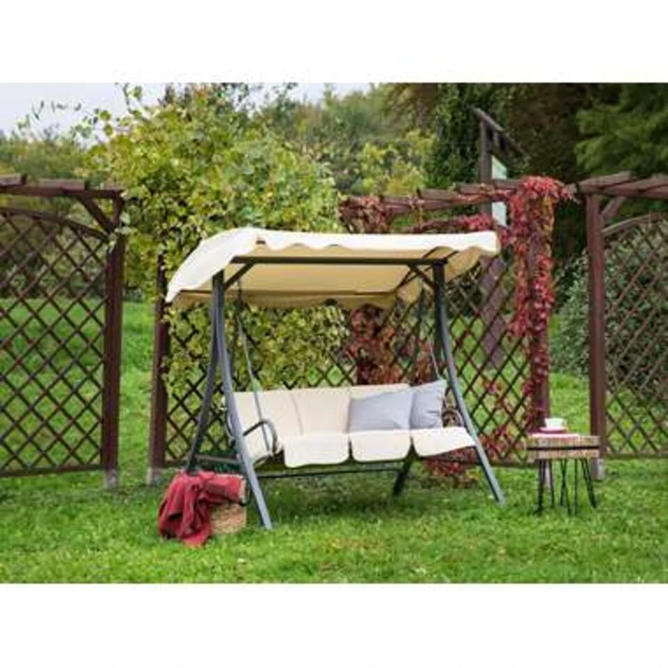 Beliani Schommelbank GARBO - Beige Polyester 4 Beliani Schommelbank GARBO - Beige Polyester - Afbeelding 2