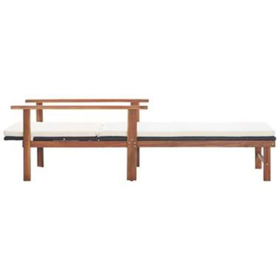 VidaXL Ligbed Met Kussen Poly Rattan En Massief Acaciahout Zwart 4 VidaXL Ligbed Met Kussen Poly Rattan En Massief Acaciahout Zwart - Afbeelding 2