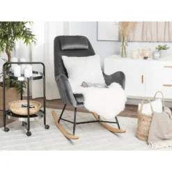 Beliani Schommelstoel ARRIE - Grijs Fluweel 7 Beliani Schommelstoel ARRIE - Grijs Fluweel -Zonnetuin Verkoopwinkel 1783630521 0101