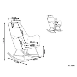 Beliani Schommelstoel ARRIE - Grijs Fluweel 8 Beliani Schommelstoel ARRIE - Grijs Fluweel -Zonnetuin Verkoopwinkel 1783630521 0102