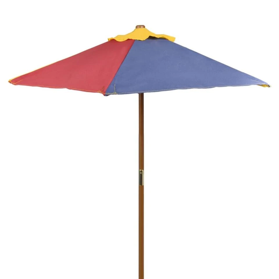 VidaXL Kinderpicknicktafel Met Banken En Parasol Hout Meerkleurig 4 VidaXL Kinderpicknicktafel Met Banken En Parasol Hout Meerkleurig - Afbeelding 2