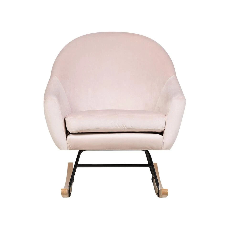 Beliani Schommelstoel OXIE - Roze Fluweel 5 Beliani Schommelstoel OXIE - Roze Fluweel - Afbeelding 3