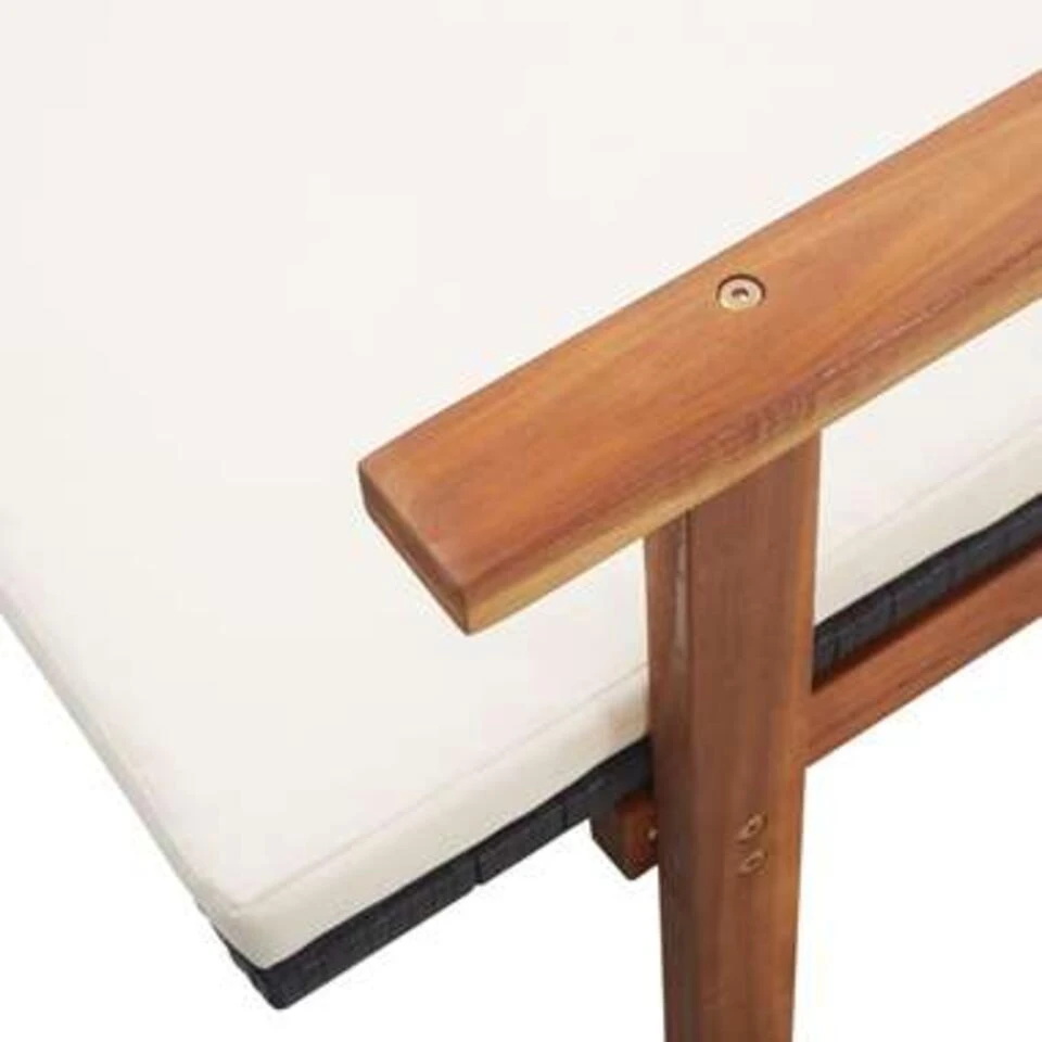 VidaXL Ligbed Met Kussen Poly Rattan En Massief Acaciahout Zwart 6 VidaXL Ligbed Met Kussen Poly Rattan En Massief Acaciahout Zwart - Afbeelding 4