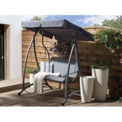 Beliani Schommelbank TESERO - Grijs Staal 6 Beliani Schommelbank TESERO - Grijs Staal -Zonnetuin Verkoopwinkel 778f260f31674324af05d942455bb00d