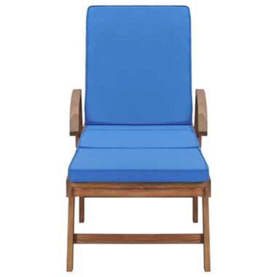 VidaXL Ligbed Met Kussen Massief Teakhout Blauw 6 VidaXL Ligbed Met Kussen Massief Teakhout Blauw - Afbeelding 4