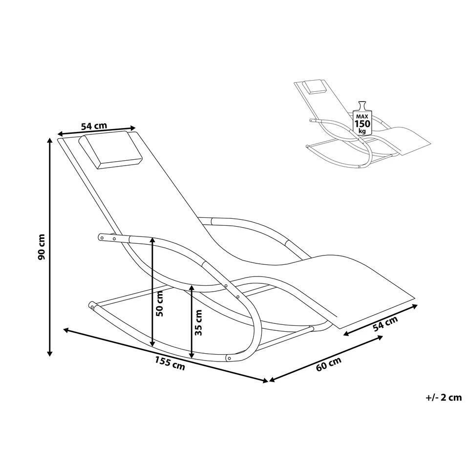 Beliani Tuinligstoel CARANO II - Rood Staal, Textiel 5 Beliani Tuinligstoel CARANO II - Rood Staal, Textiel - Afbeelding 3