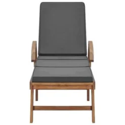 VidaXL Ligbed Met Kussen Massief Teakhout Donkergrijs -Zonnetuin Verkoopwinkel 9b211126ce1249e4a1573e5acf11c0bc